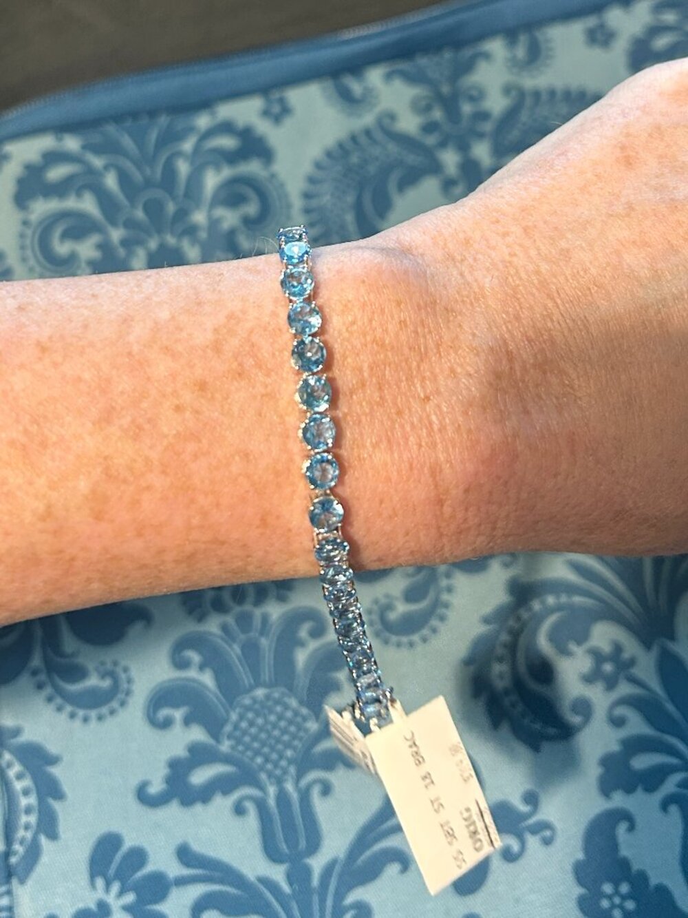 Macy's Blue Topaz tennis bracelet in SS - NWT